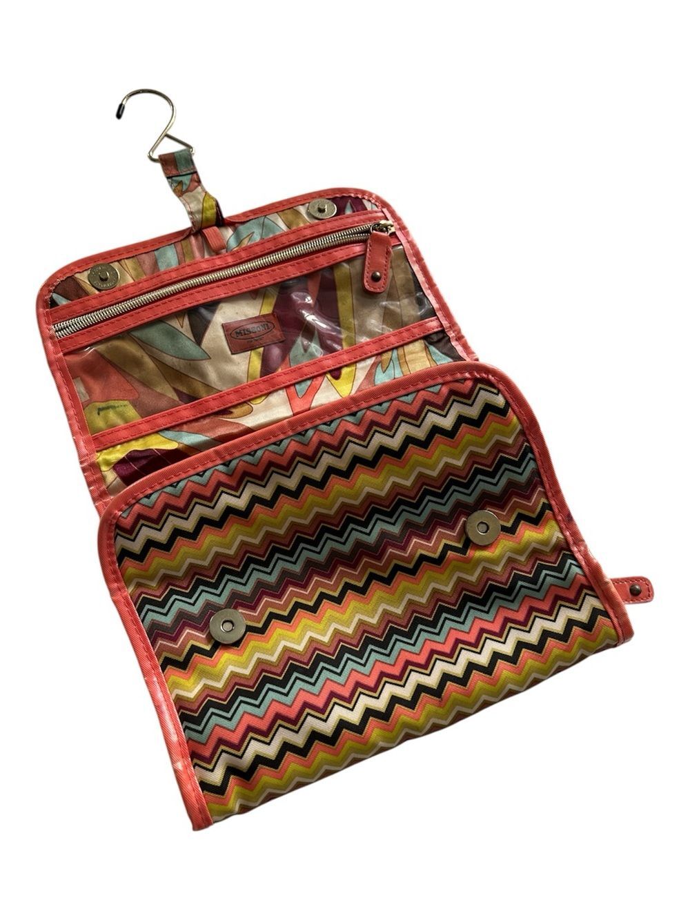 Missoni for Target Coral Trim Chevron Hanging Travel Cosmetic Toiletry Organizer